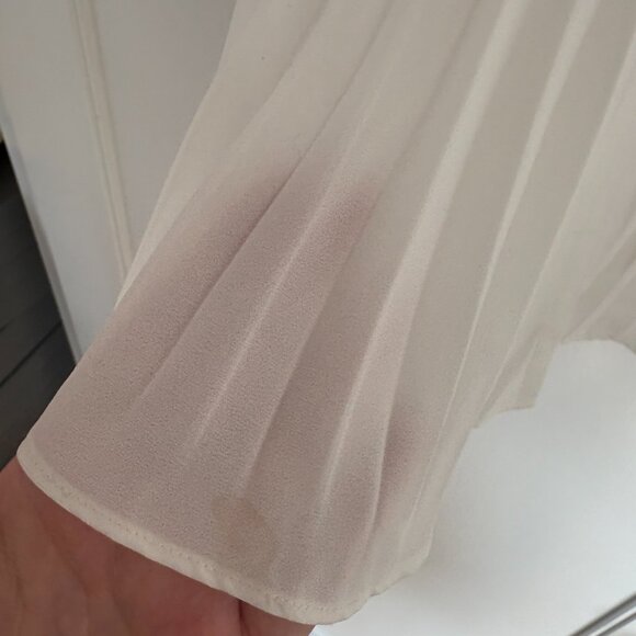 Self-Portrait Crepe Mini Dress White Ruffled Bib Bow Detail Pleated Sz 6 - Picture 6 of 9